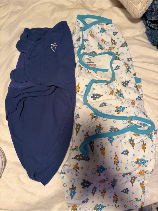 SwaddleMe Other - 3 Kids Navy Blue & White Rocket Print Pajama Sleep Sack - Large